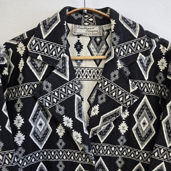 Southwest Canyon Aztec Jacket Western Cropped Tapestry Size M Vintage - Picture 2 of 12
